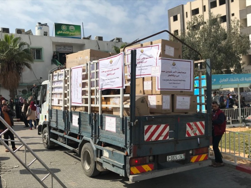 صور : وصول منحة الأدوية و المستلزمات الطبية القطرية لغزة