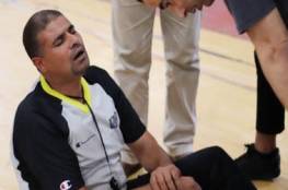 إصابة الحكم الدولي حمدان في مباراة دير البلح وغزة الرياضي
