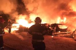 فيديو: 4 إصابات اثر حريق بأحد المحال التجارية في خانيونس