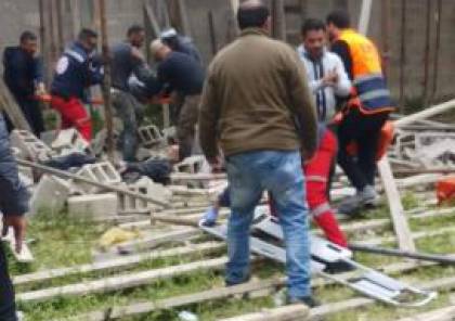 6 اصابات بانهيار سقف مبنى قيد الانشاء في العيزرية