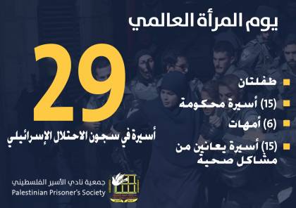 نادي الأسير: 29 أسيرة في سجون الاحتلال أقدمهنّ الأسيرة ميسون موسى