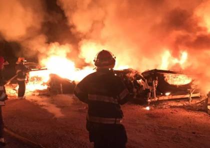 فيديو: 4 إصابات اثر حريق بأحد المحال التجارية في خانيونس