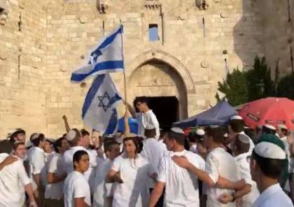 فيديو: مسيرات استفزازية للمستوطنين عند باب العامود وشرطة الاحتلال تعتدي على المقدسيين