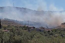 مستوطنون يضرمون النار في عشرات الدونمات من الأراضي الزراعية جنوب نابلس