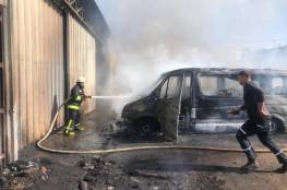 إخماد حريق اندلع بـ ٣ مركبات في جنين