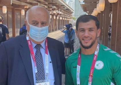 الرجوب يلتقي لاعب الجودو الجزائري فتحي نورين ويثمن موقفه (صور)