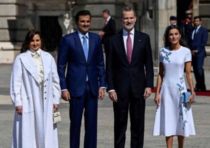 شاهد: أول ظهور رسمي لحرم أمير قطر في زيارة الشيخ تميم لإسبانيا