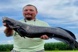 أمريكي يحطم الرقم القياسي باصطياد أكبر سمكة رأس ثعبان بالعالم