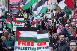 مظاهرة حاشدة أمام مكتب رئيس وزراء بريطانيا تطالب بوقف العدوان على غزة