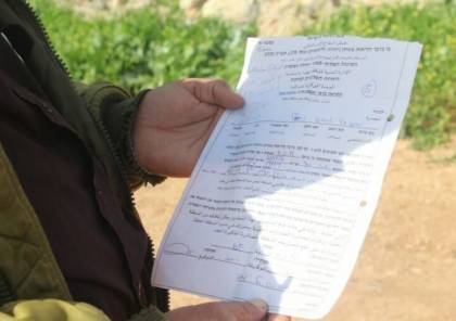 الاحتلال يخطر بإخلاء أربع عائلات من حمصة الفوقا بالأغوار الشمالية