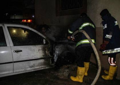إخماد حريق في سيارة شمال قطاع غزة