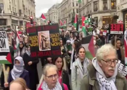 شاهد: مظاهرة حاشدة في لندن تدعو إلى وقف فوري للعدوان على غزة 
