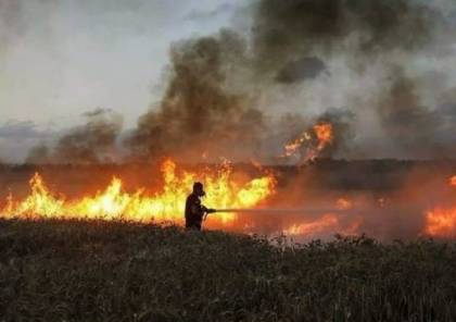 حريق في غلاف غزة بفعل بالون حارق