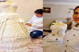 تصميم فستان زفاف من عجين السكر طوله 166 سم