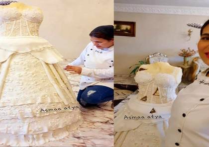 تصميم فستان زفاف من عجين السكر طوله 166 سم