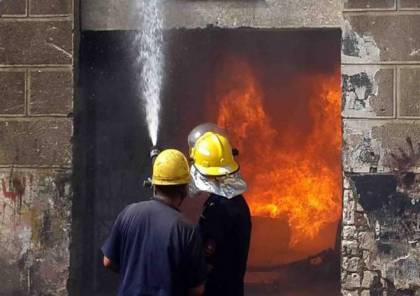 غزة : إخماد حريق كاد أن يتسبب بكارثة في محطة وقود 