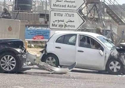 إصابة 3 مواطنين ومستوطن بحادث سير شرق بيت لحم