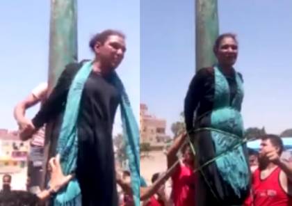 شاهد: مصريّون يعلّقون سيّدةً على عامود إنارة بالشرقيّة 