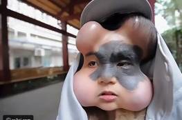 فتاة صينية تزرع 4 بالونات في وجهها لسبب يفطر القلب