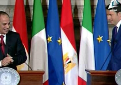بالفيديو.. رئيس وزراء إيطاليا يُحرج السيسي أثناء كلمته