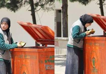 شاهد: ﻿صور لفتاة سورية في تركيا تتناول الطعام من القمامة تثير جدلا واسعا