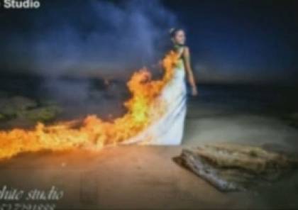 فيديو.. عريس يشعل النار بـ عروسه عمداً