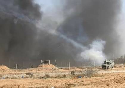 حريق كبير في الأراضي المحتلة شرق غزة بفعل طائرة ورقية تحمل مادة حارقة
