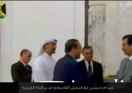 لقاء نادر بالأحضان بين فيصل القاسم وصدام حسين! “فيديو”