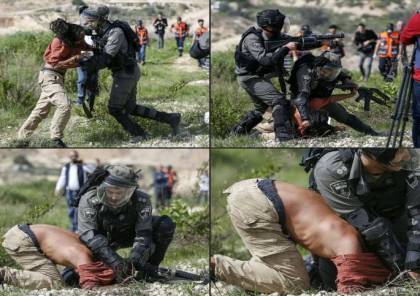 صور: متضامن مع فلسطين يظهر شجاعة في مواجهة جنود الاحتلال
