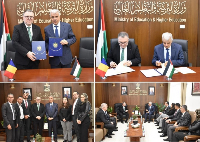 فلسطين – وزارة التربية توقع اتفاقية تعاون مع رومانيا وتتفقد مع سفير أذربيجان احتياجات المدارس في رنتيس