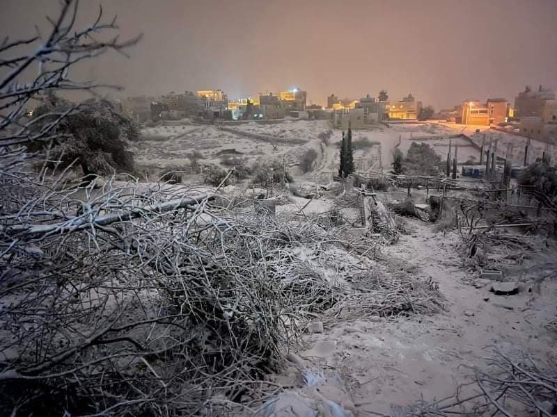الثلوج في قرية مراح معلا جنوب بيت لحم