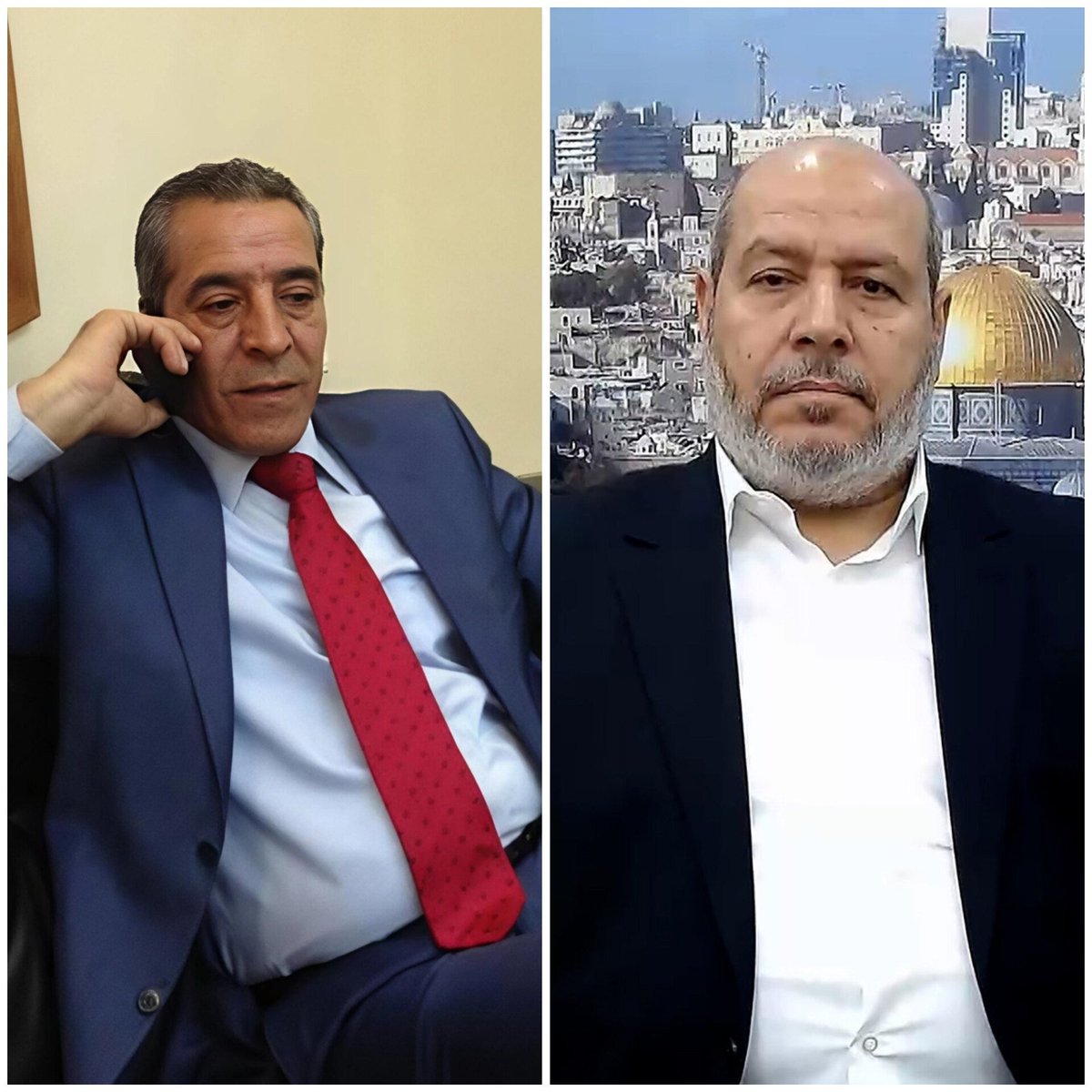 الحية يتلقى اتصالاً هاتفياً من حسين الشيخ مهنئاً بانتخابه رئيساً للمكتب السياسي لحركة حماس